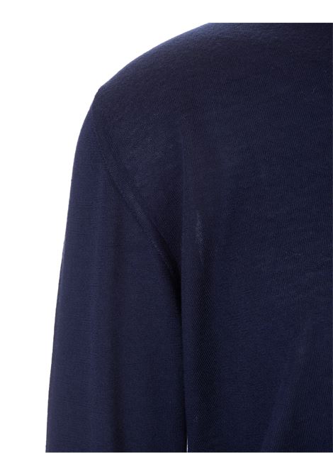 Pullover Uomo In Cashmere Blu Navy Con Scollo a V FEDELI | 057072