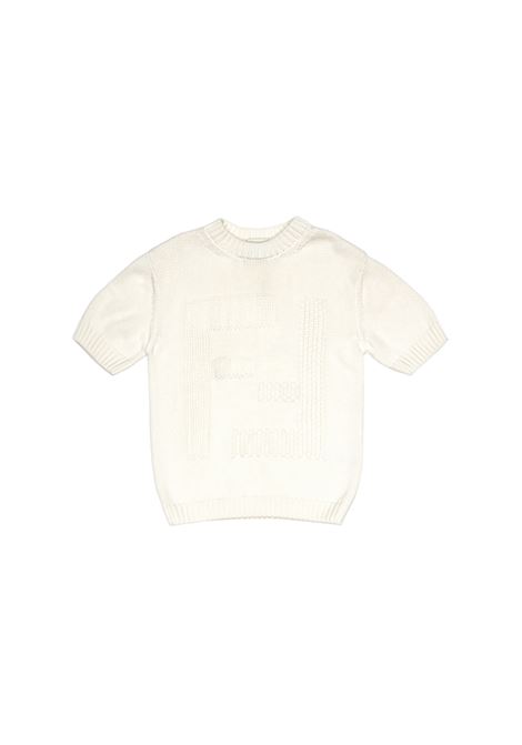 White Knitted T-Shirt with Monogram FENDI KIDS | JUG166-AQU2F0TU9