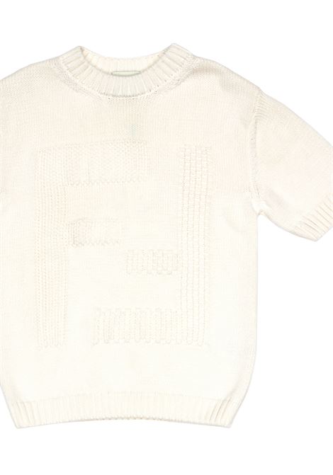 T-Shirt In Maglia Bianca Con Monogramma FENDI KIDS | JUG166-AQU2F0TU9