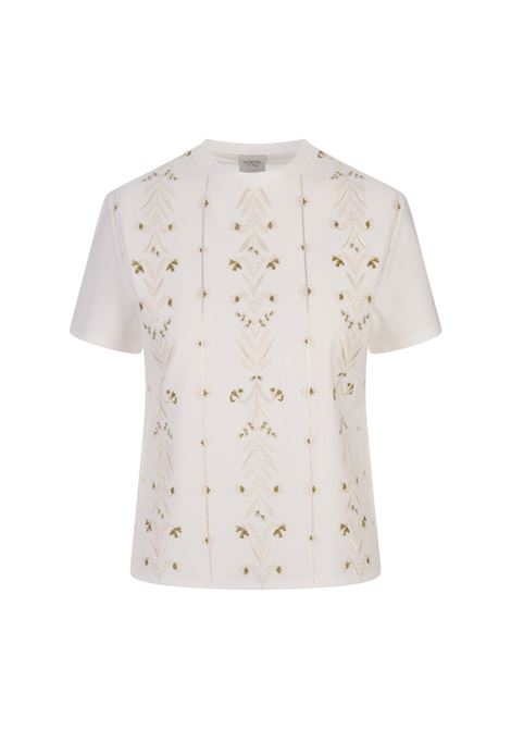 Embroidered Ivory T-Shirt GIAMBATTISTA VALLI | 24SSSVLE40J1-57JEEM015