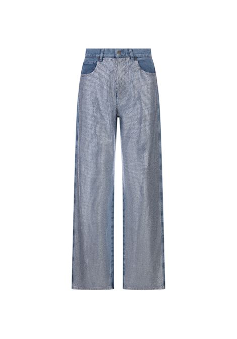 Jeans Flare Fit Blu Con Cristalli GIUSEPPE DI MORABITO | 008DN-C-23459