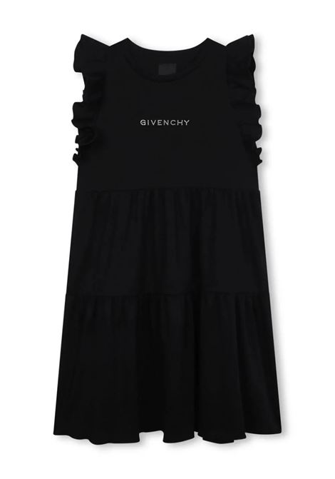Black Sleeveless Dress With Rhinestone Logo GIVENCHY KIDS | H3005009B
