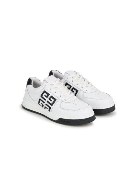 Sneakers G4 In Pelle Bianca e Nera GIVENCHY KIDS | H3009810P