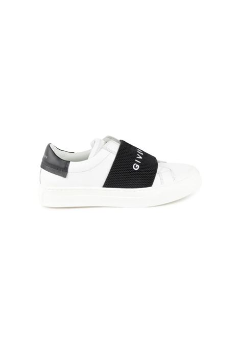 White Urban Street Sneakers With Black Logo Band GIVENCHY KIDS | H3009910P