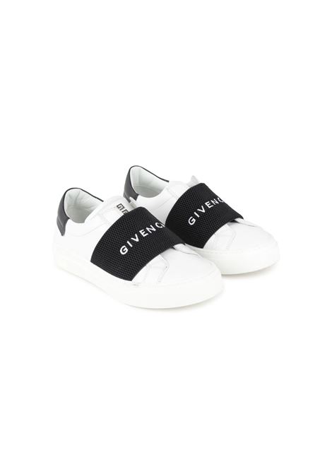 White Urban Street Sneakers With Black Logo Band GIVENCHY KIDS | H3009910P