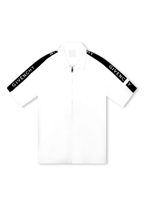 Camicia Bianca Con Zip e Bande Logo GIVENCHY KIDS | H3011510P