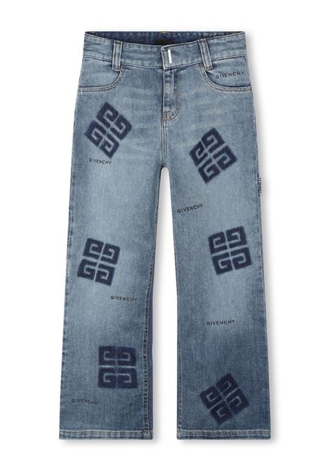 Jeans a Gamba Dritta In Denim Con Stampa 4G GIVENCHY KIDS | H30125Z03