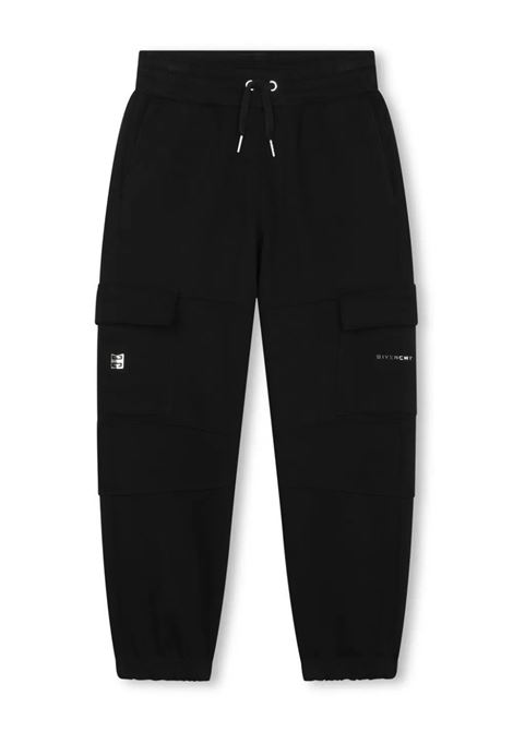 Black Cargo Style Sports Pants GIVENCHY KIDS | H3012909B