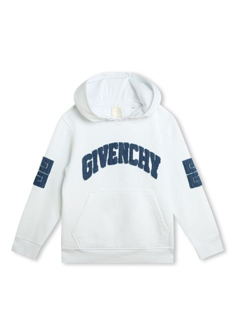 White Hoodie With Denim GIVENCHY 4G Logo GIVENCHY KIDS | H3015510P