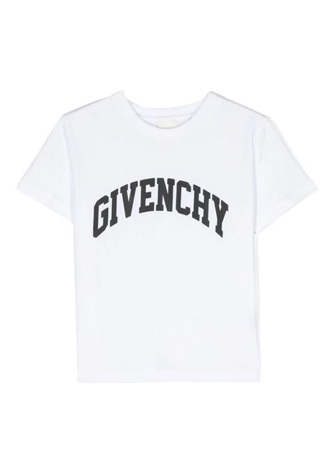 T-Shirt Bianca Con Logo Arcato GIVENCHY KIDS | H3016010P