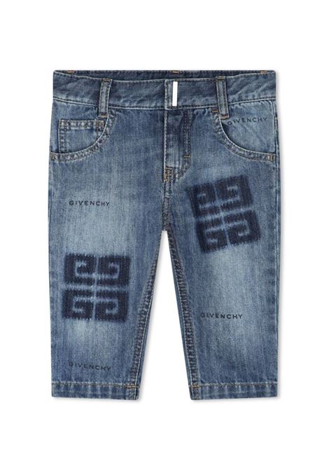 Straight Leg Jeans In Denim With 4G Print GIVENCHY KIDS | H30208Z03