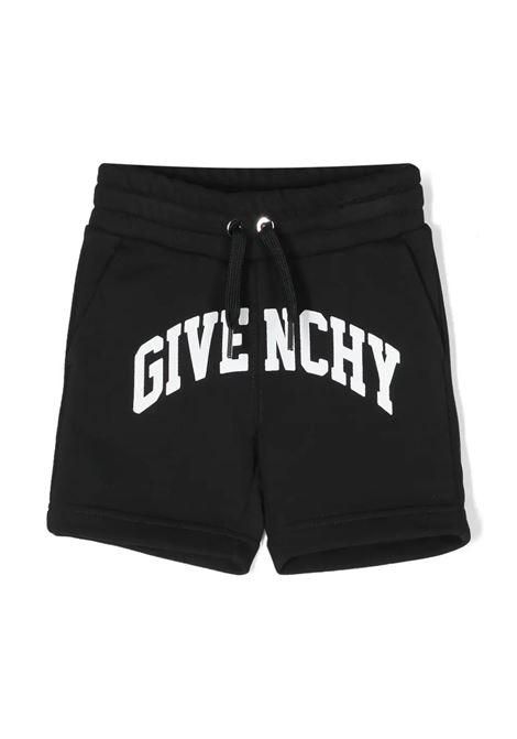 Black Sports Shorts With Arched Logo GIVENCHY KIDS | H3021209B