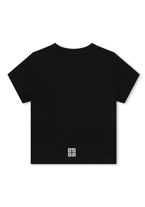 T-Shirt Nera Con Logo Arcato GIVENCHY KIDS | H3021609B