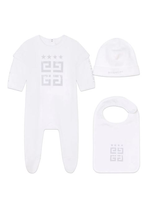 Gift Set With Pajamas, Bib and Hat in Cotton with 4G Print GIVENCHY KIDS | H3023410P