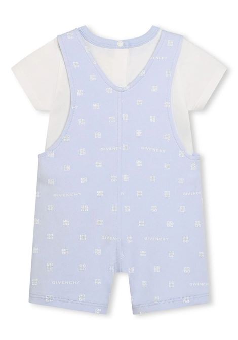 GIVENCHY 4G T-Shirt and Dungaree Set In White and Light Blue GIVENCHY KIDS | H30236771