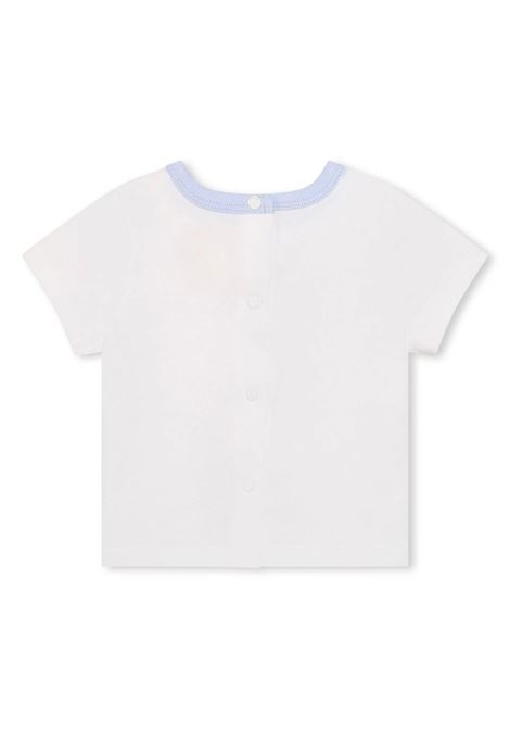 Completo GIVENCHY 4G Con T-Shirt e Salopette In Bianco e Azzurro GIVENCHY KIDS | H30236771