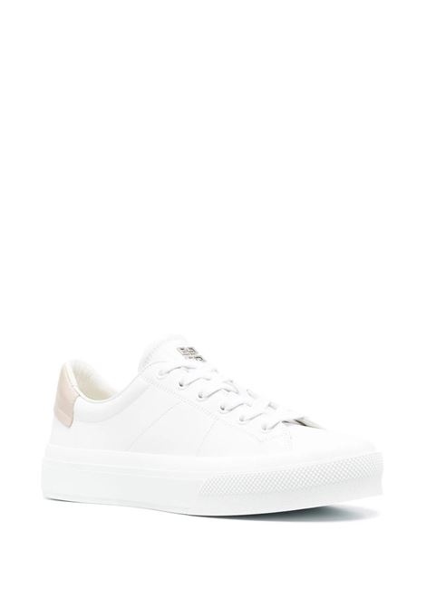 Sneakers City Sport In Pelle Bianca Con Spoiler Beige GIVENCHY | BE0027E19U118
