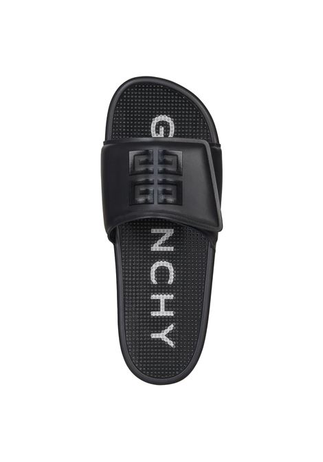 Flat Slide Sandals In Black Synthetic Leather GIVENCHY | BH3024H1NG004