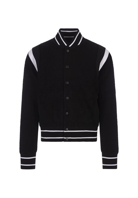 Black GIVENCHY Bomber Jacket In Velvet Effect Knitwear GIVENCHY | Outwear | BM016B4YH9001