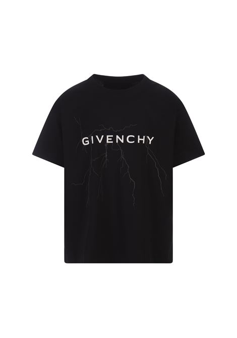 Loose T-Shirt In Black Cotton With Reflective Pattern GIVENCHY | T-Shirts | BM71JB3YJ9001