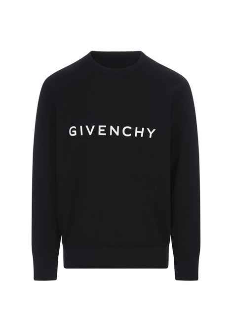 GIVENCHY Archetype Slim Sweatshirt in Black Gauzed Fabric GIVENCHY | Sweatshirts | BMJ0HA3YAC001