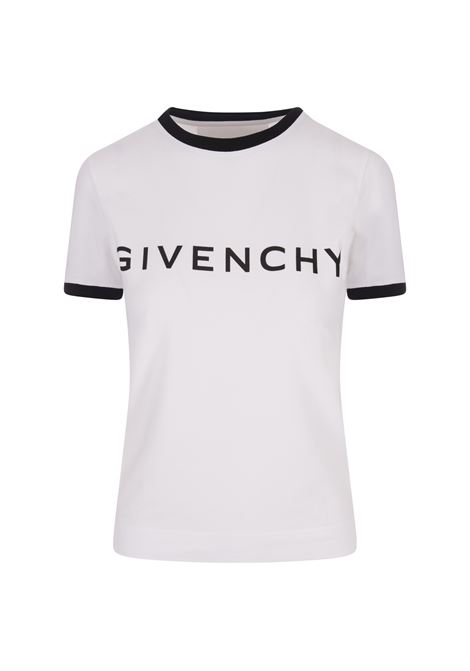 T-Shirt Slim GIVENCHY Archetype In Cotone Bianco/Nero GIVENCHY | BW70BF3YAC116