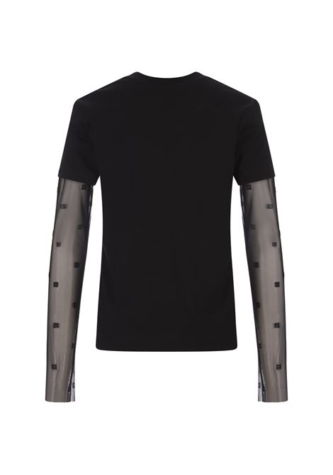 T-Shirt Nera Con Tulle 4G Plumetis GIVENCHY | BW70BL3Y6B001