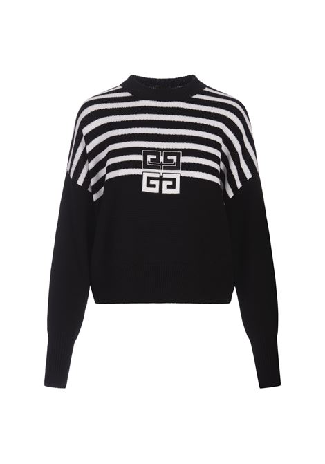 4G Short Striped Pullover In Black Cotton GIVENCHY | Knitwear | BW90PJ4ZL2001