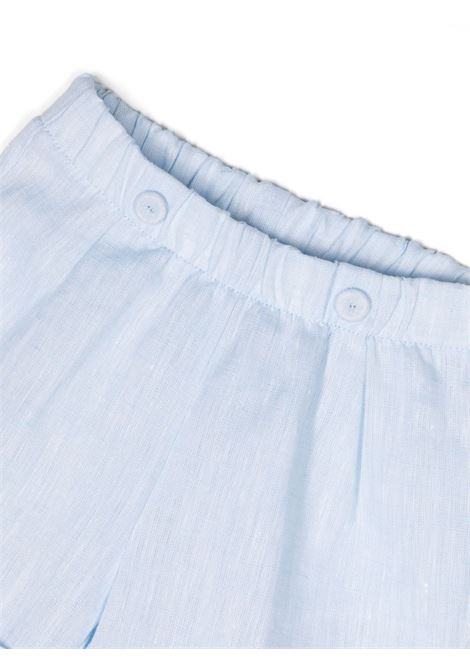 Two Piece Linen Set in White and Light Blue IL GUFO | P24DP464L0012422
