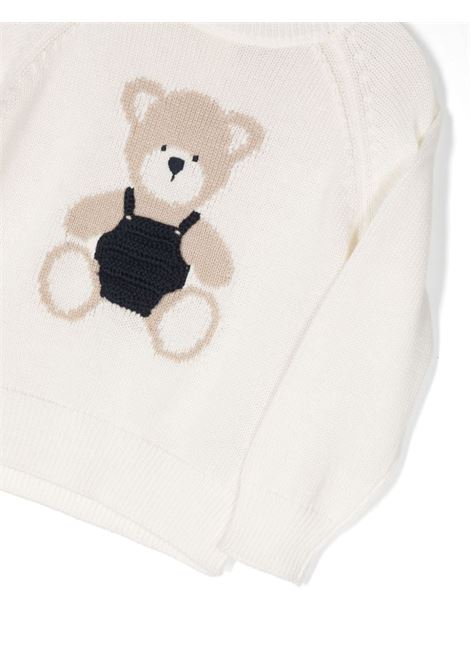 White Sweater With Jacquard Bear IL GUFO | P24MA450EM1091049