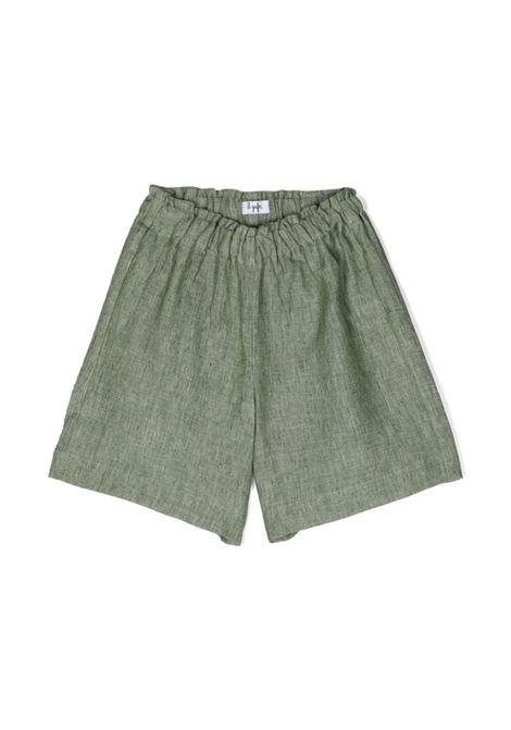 Melange Sage Green Linen Bermuda Shorts IL GUFO | P24PB181L0015537