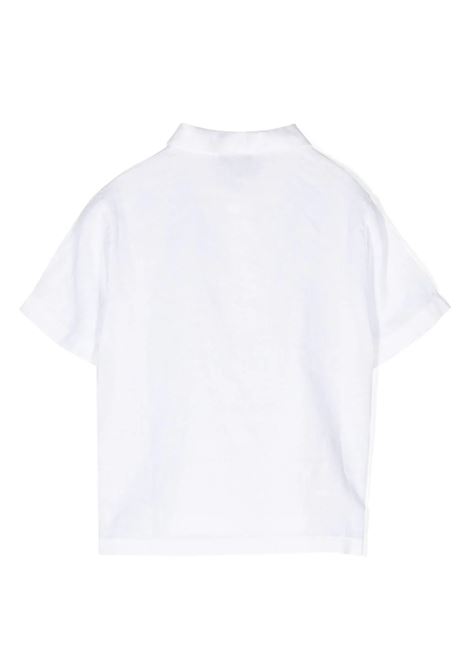 Camicia a Maniche Corte In Lino Bianco Con Collo Alla Coreana IL GUFO | P24PC060L6006010