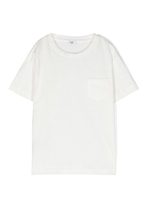 T-Shirt Bianca In Cotone e Lino