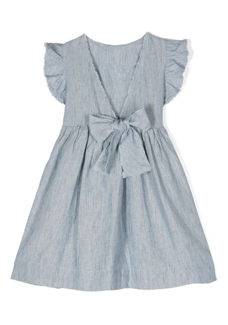 Blue Linen Dress With Bow Detail IL GUFO | P24VM390L0015409