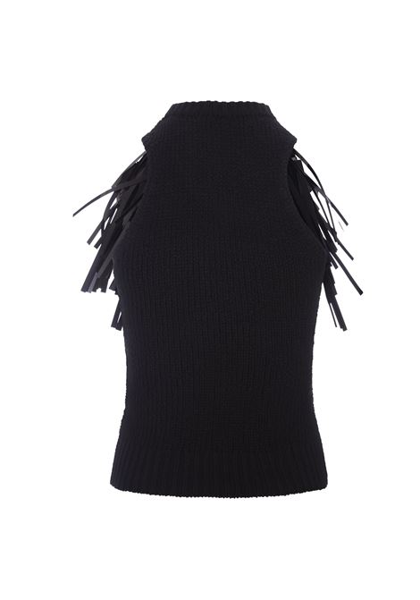 Black Sleeveless Top With Sequin Fringes JIL SANDER | J03NC0226-J15425001