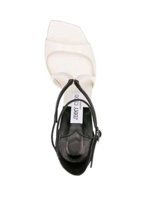 Azia Sandals In Black and White Milk Patchwork Nappa Leather JIMMY CHOO | AZIA 95 PHNLATTE/BLACK
