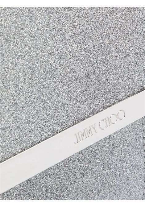 Silver Fine Glitter Leather Clutch Bag JIMMY CHOO | EMMIE IGTSILVER