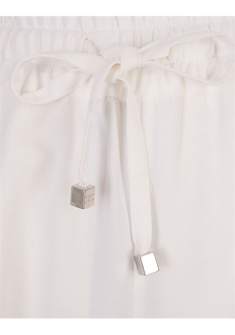 White Silk Drawstring Trousers KITON | D48122K0962B02