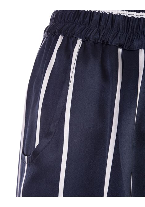 Navy Blue Striped Silk Drawstring Trousers KITON | D48122K0978C05