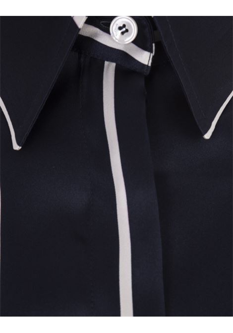 Camicia In Seta a Righe Blu Navy KITON | D55442K0978C05