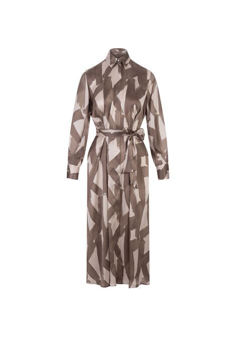 Taupe Printed Silk Shirt Dress KITON | D57306K0978C12