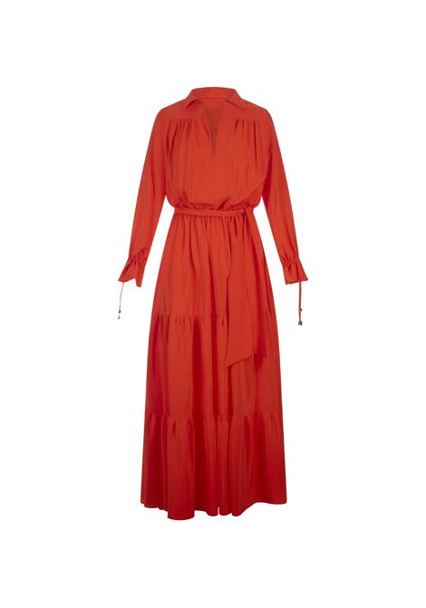 Bright Orange Silk Shirt Long Dress KITON | D57327K0972B07