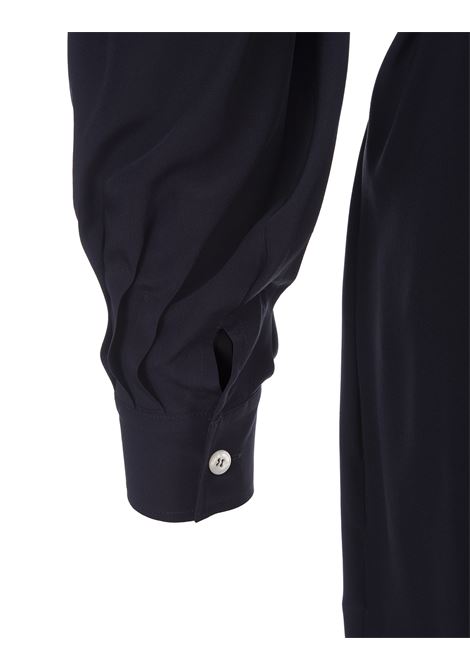 Black Silk Shirt Long Dress With Pleating KITON | D57333K0597A16