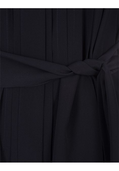 Black Silk Shirt Long Dress With Pleating KITON | D57333K0597A16