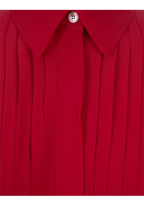 Red Silk Shirt Long Dress With Pleating KITON | D57333K0597A32