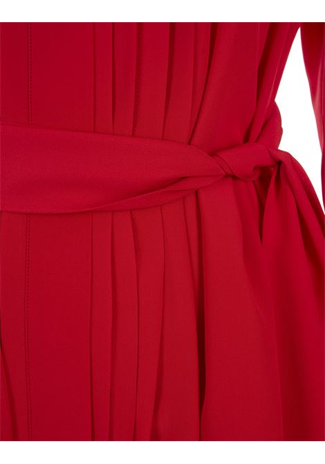 Red Silk Shirt Long Dress With Pleating KITON | D57333K0597A32