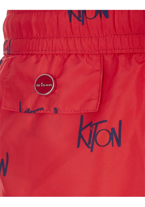 Shorts Da Mare Rossi Con Logo All-Over KITON | UCOM2CK0708D07