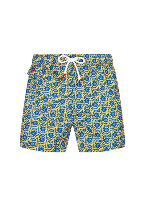 Shorts Da Mare Gialli Con Pattern Pesci KITON | UCOM2CK0710D49