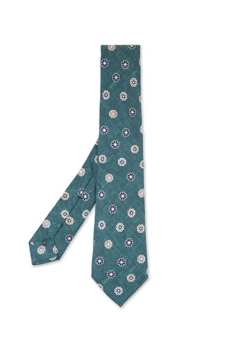 Green Tie With Flower Pattern KITON | UCRVKRC01I7406