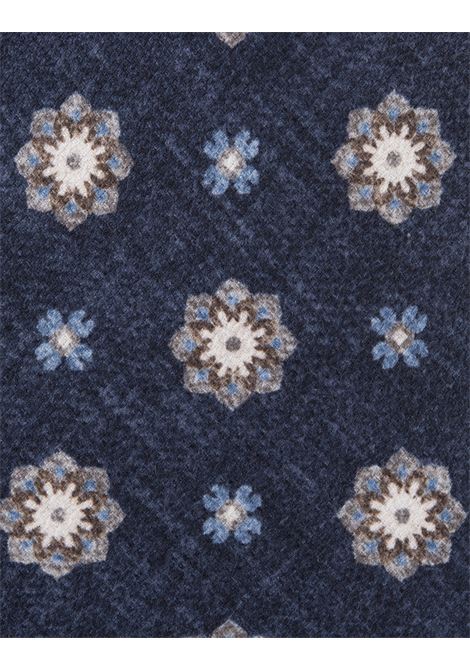 Navy Blue Tie With Flower Pattern KITON | UCRVKRC01I7703